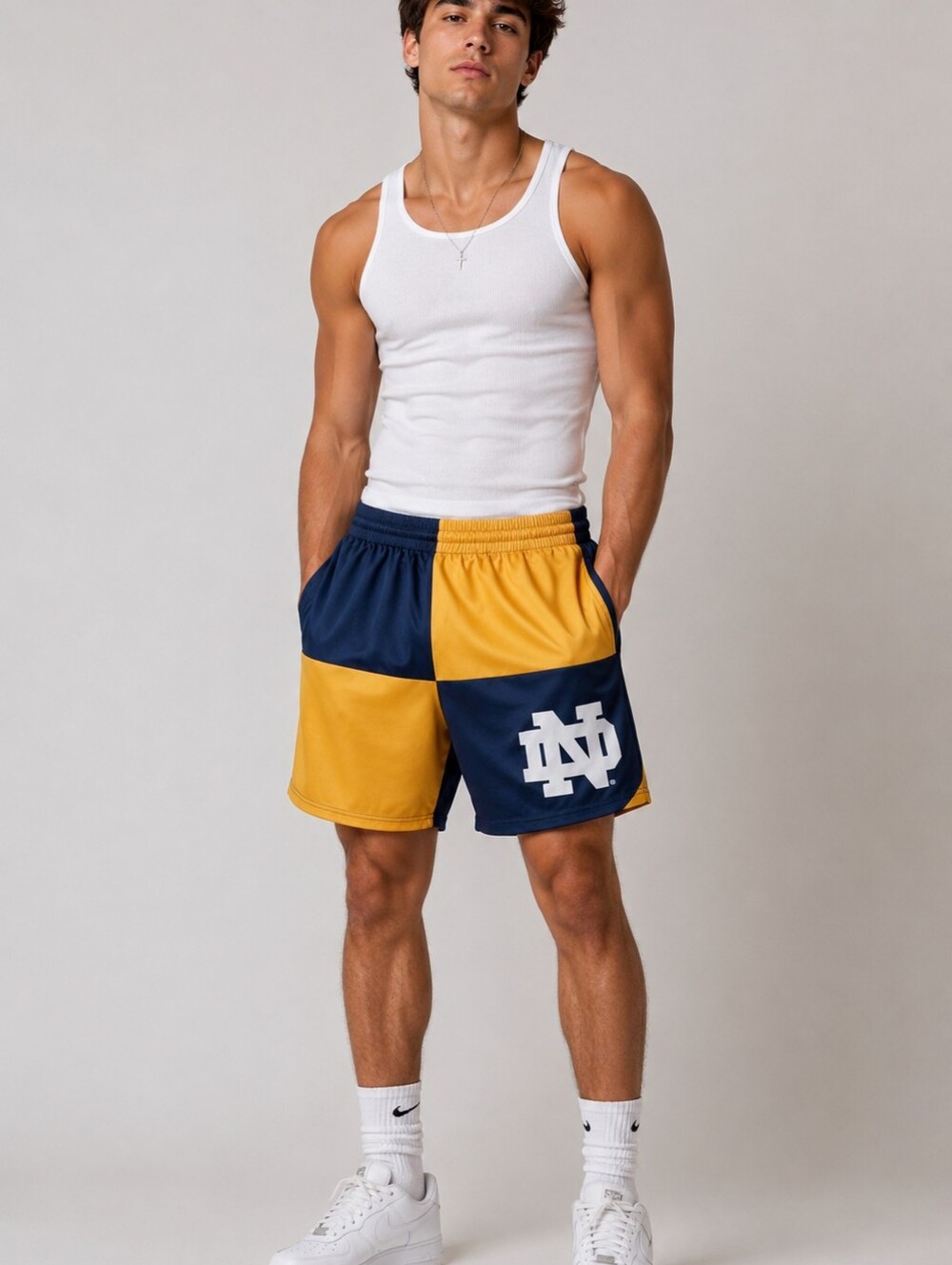 Vintage University of Notre Dame Track Shorts Mens Medium Mesh Athletic Navy